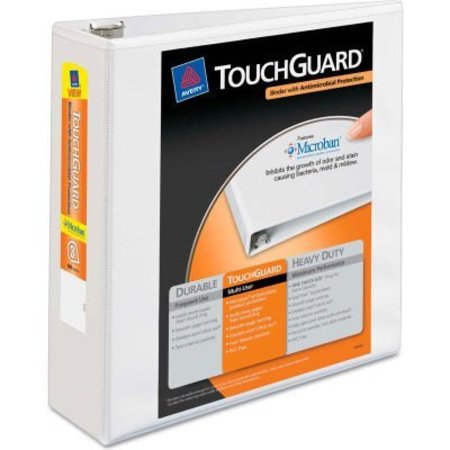 AVERY DENNISON Avery¬Æ Touchguard Antimicrobial View Binder with Slant Rings, 3" Capacity, White 17144*****